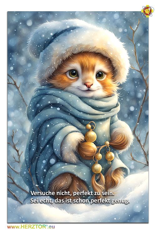 Bild, image, HERZTOR zum Thema Katze im Schnee